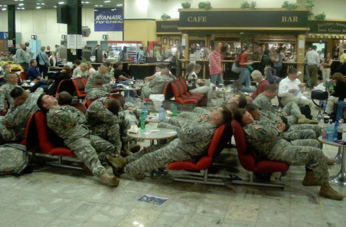 soldiers resting